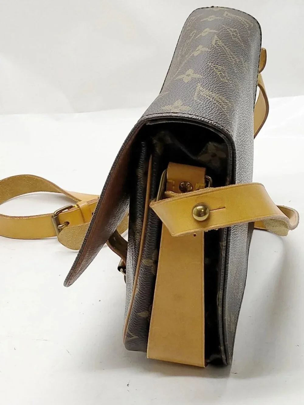 Authentic Vintage Louis Vuitton Cartouchiere MM Monogram Canvas Crossbody Bag